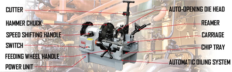 Máquina de rosqueamento de tubos com motor de indução de 1500 W