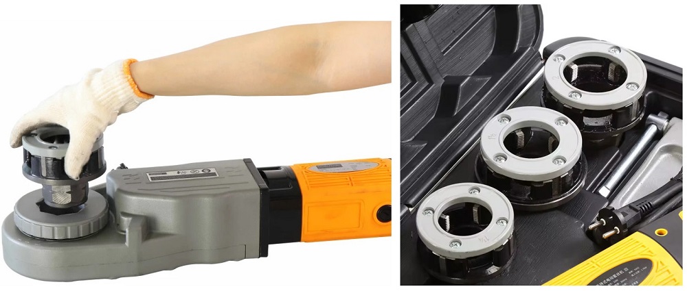 Hand-held pipe threading machine 11-R die head compatible